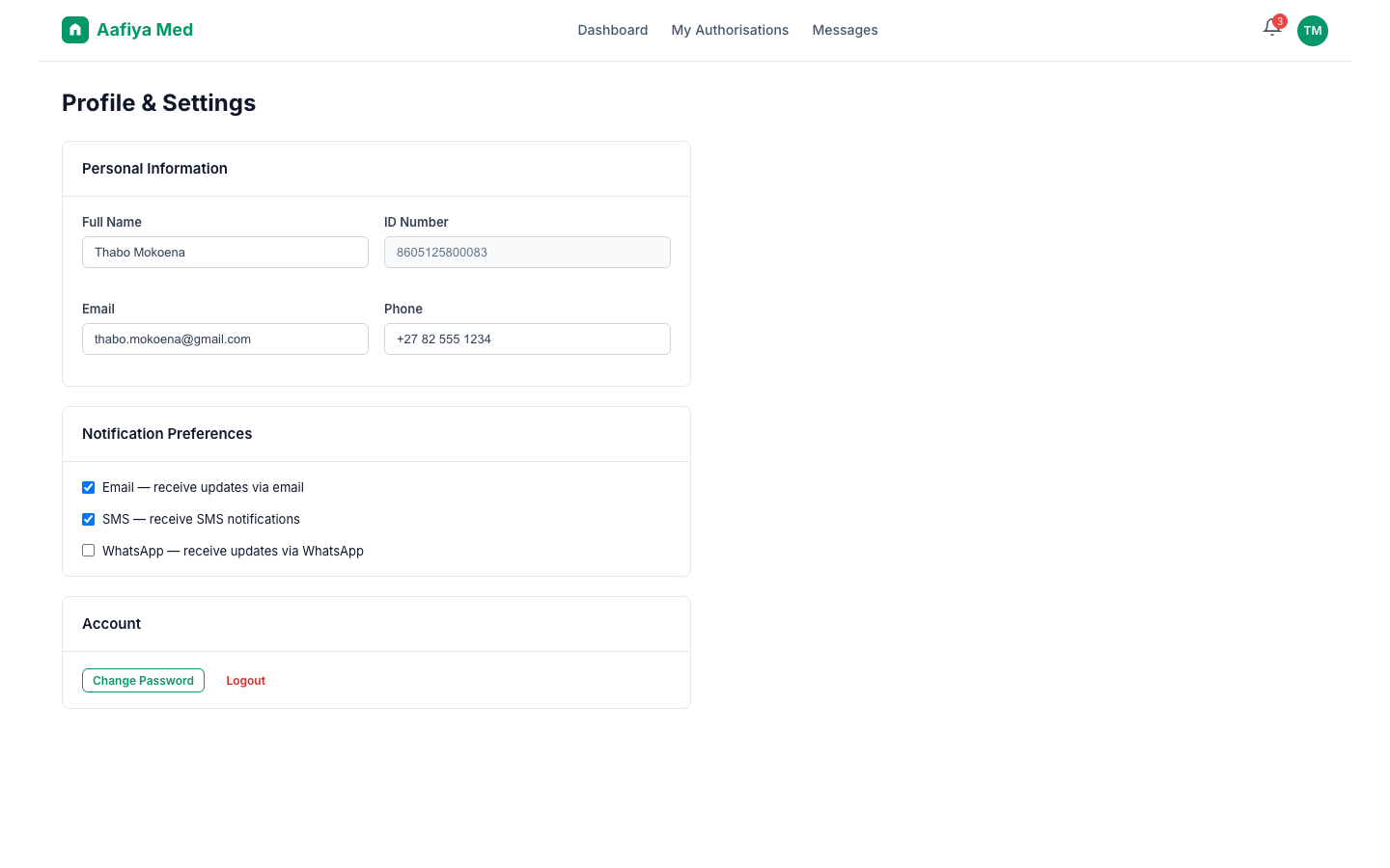 Profile Settings