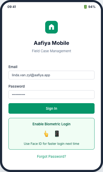 Mobile Login Screen