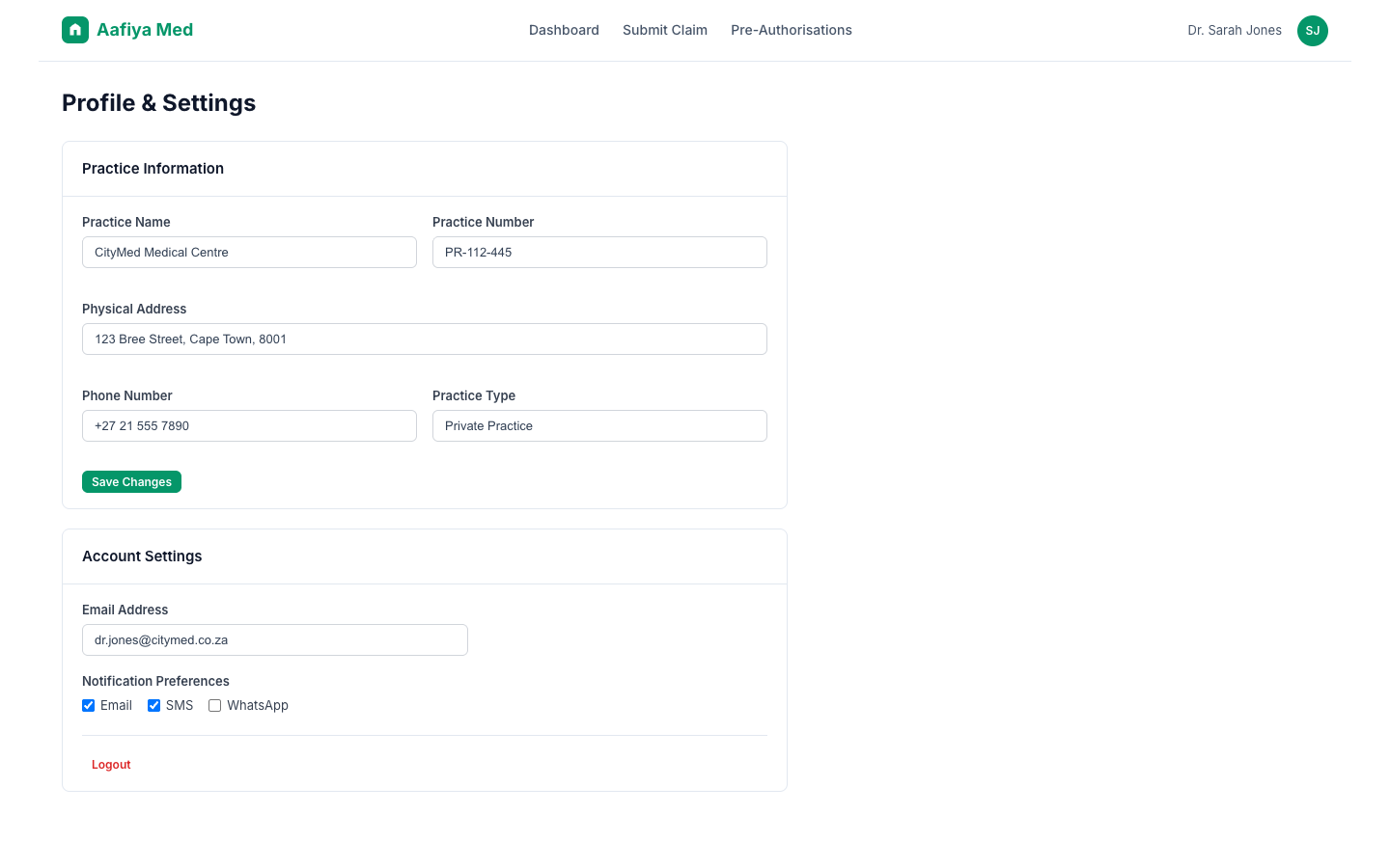 Profile Settings