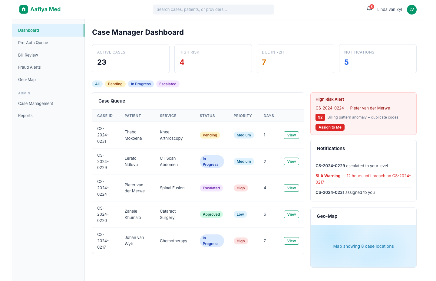 Case Manager Dashboard